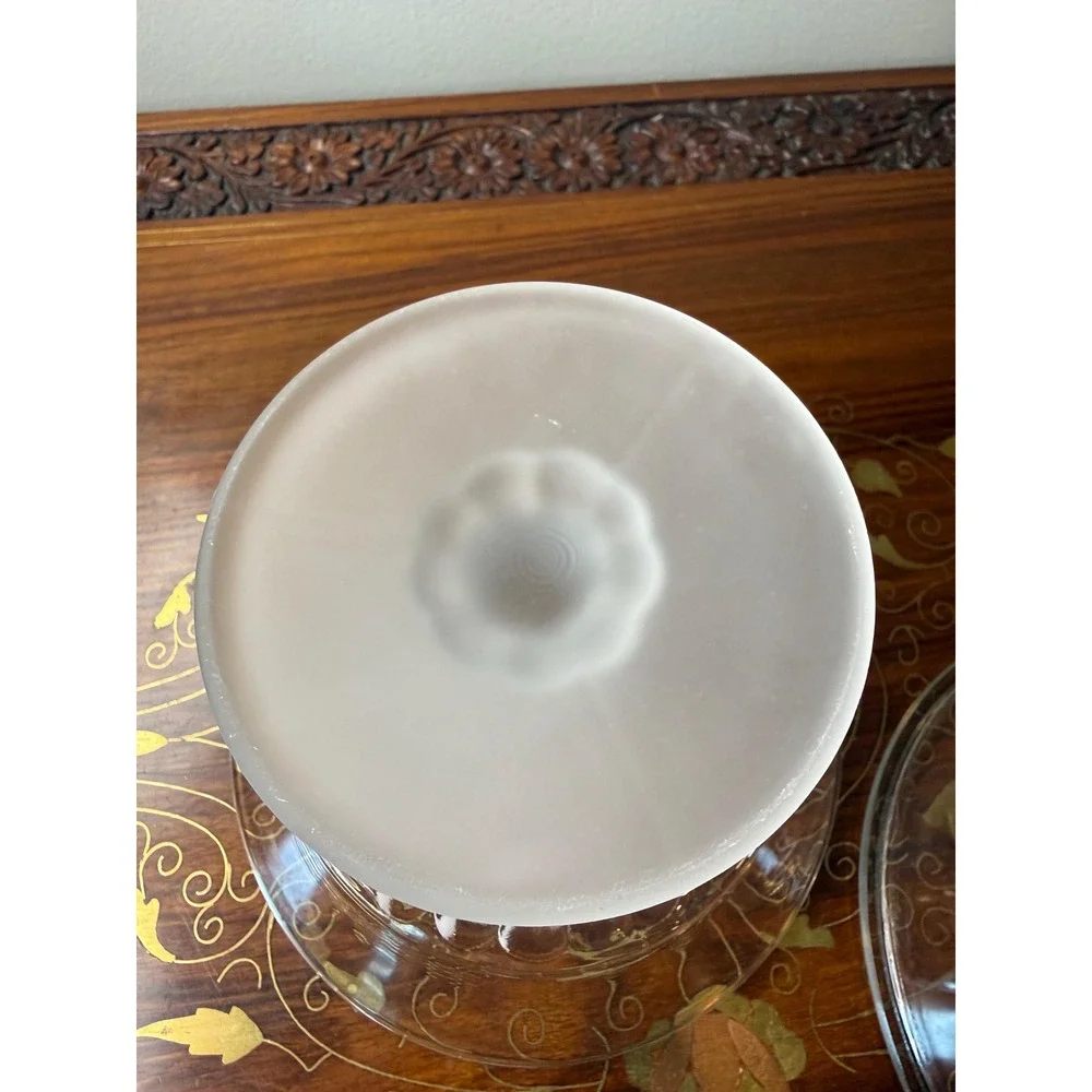 Antique EAPG Three Face Covered Compote • Duncan No. 400 Frosted Glass